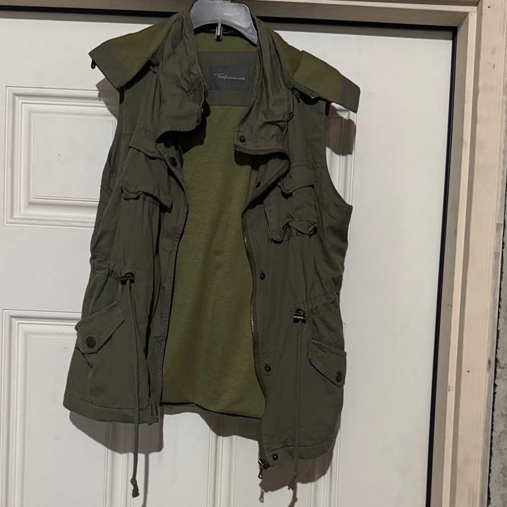 Khaki Utility Vest with Adjustable Waist